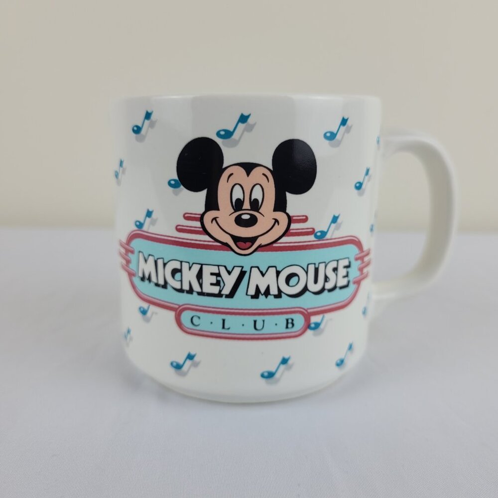 Vintage Disney Mickey Mouse Club Mug. Taiwan retro diner music notes jukebox 50s
